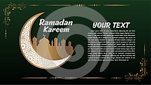 Ramadan Kareem or Eid Mubarak Islamic design background with classic pattern moon and lantern.Eid mubarak greeting card.