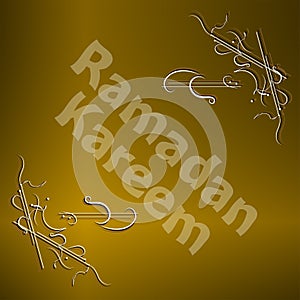 Ramadan Kareem gold lettering star new moon, mockup Islamic greeting card