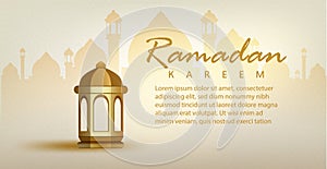 Ramadan kareem with golden luxurious crescen,template islamic ornate greeting card vector