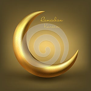 Ramadan Kareem with golden luxurious crescen,template islamic ornate greeting card. vector illustration