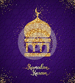 Ramadan Kareem greeting card with arabian mosque