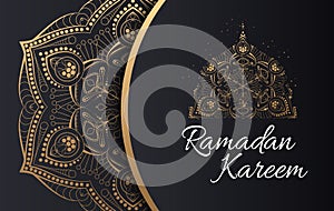 Ramadan Kareem greeting card with calligraphy.