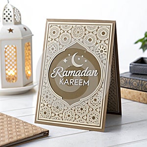 Ramadan Kareem Greeting Card 3D Illustration photo