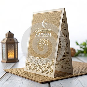 Ramadan Kareem Greeting Card 3D Illustration photo