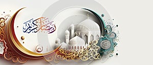 Ramadan Kareem greeting card in plain background