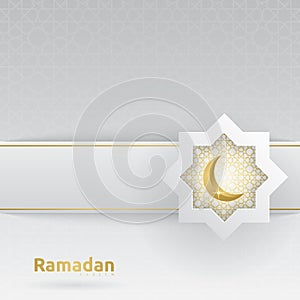 Ramadan Kareem greeting card template with gradient background.