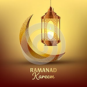 Ramadan Kareem Greeting Card Vector. Islam. Lamp. Lantern Design. Ramazan Greeting Design. Muslim Fanous, Fanoos