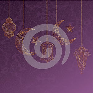 Ramadan Kareem greeting design illustration.