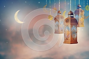 Ramadan Kareem greeting. Islamic lantern