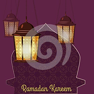 Ramadan Kareem Greetings Intricate Arabic lamps, illustration