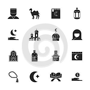 Ramadan Kareem Icons set over white