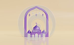 Ramadan Kareem and idul fitri 3d illustration with copy space