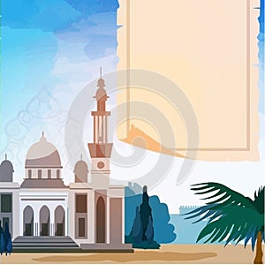 Ramadan Kareem illustration Vector,Ramazan Greeting Card Drawing,Arabesque Decoration Lamps Vector