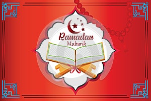 Ramadan Kareem islamic background with quraan template for menu, invitation, poster, banner, suitable also for Eid Mubarak photo