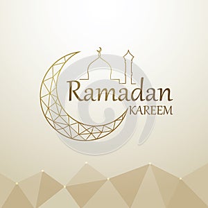 Ramadan kareem islamic design with crescent moon and mosque dome line art