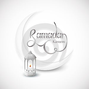 Ramadan Kareem islamic design crescent moon on white abstract background. Vector Illustration for greeting card, poster