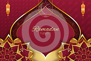 Ramadan Kareem Islamic style background with element and beautiful flower