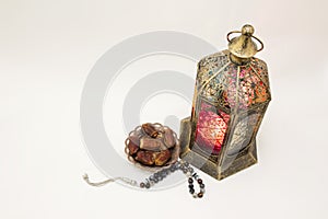 Ramadan Kareem.. Lantern, Rosary and Bowl of Dates, a photo that can use it as Greeting Card