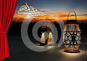 Ramadan kareem lanterns, 3d rendering.