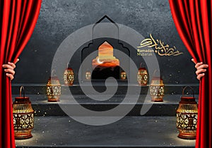 Ramadan kareem lanterns, 3d rendering.