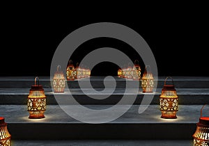 Ramadan kareem lanterns, 3d rendering