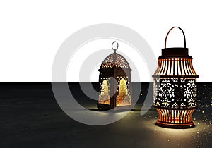 Ramadan kareem lanterns, 3d rendering.