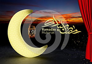 Ramadan kareem lanterns, 3d rendering.