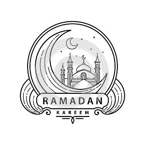 Ramadán linka umění mešita a půlměsíc měsíc 