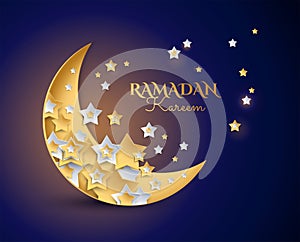 Ramadan kareem magic night background vector