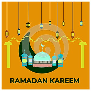 Ramadan kareem mubarak greeting cardbackground. photo