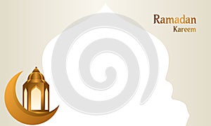 Ramadan Kareem And Mubarak Illustration Elegant White Space With Golden Traditional Lantern