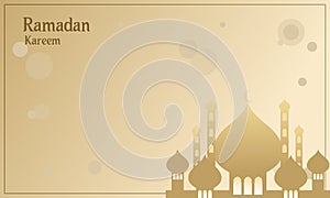 Ramadan Kareem And Mubarak Illustration Elegant White Space With Golden Traditional Lantern