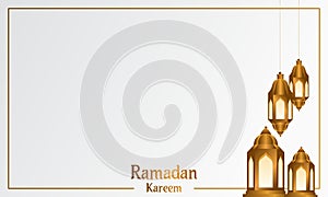 Ramadan Kareem And Mubarak Illustration Elegant White Space With Golden Traditional Lantern