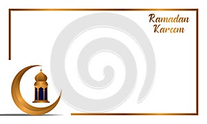 Ramadan Kareem And Mubarak Illustration Elegant White Space With Golden Traditional Lantern