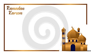 Ramadan Kareem And Mubarak Illustration Elegant White Space With Golden Traditional Lantern