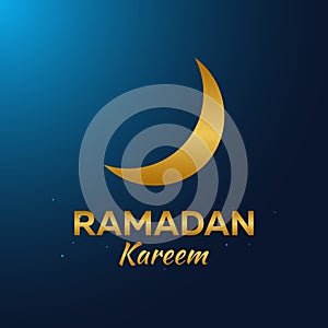 Ramadan Kareem. Ramadan Mubarak. Greeting card. Arabian night with Crescent moon.