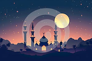 Ramadan Kareem, Ramadan mubarak, Muslim celebration of Ramadan festival , Flat design style