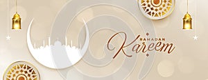 Ramadan kareem or ramzaan mubarak islamic greeting banner photo