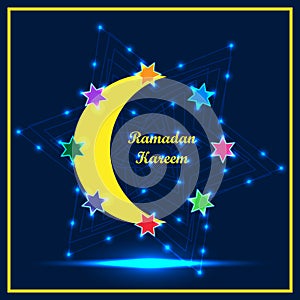 Ramadan Kareem six star around frame RGB