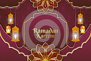 Ramadan Kareem stylish Islamic background red color with flower ornament