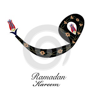 Ramadan Kareem vav letter with Ottoman tulips symbol