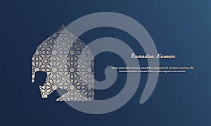 Ramadan Kareem Vector Background. The silhouette of a Moslim reading the Qur`an photo
