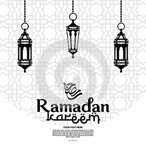 ramadan karrem greeting banner template with lantern silhouette. easily editable. vectors