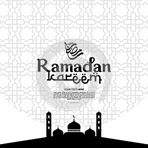 ramadan karrem greeting banner template with mosque silhouette. easily editable. vectors