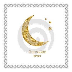 Ramadan Kerim, white Arabic bezel and gold glitter moon.