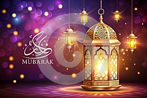 Ramadan Lamp for Eid Mubarak Greeting Card Use for Multi-purpose photo