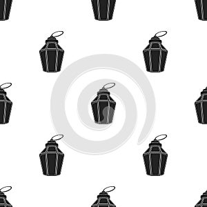 Ramadan lamp icon in black style isolated on white background. Arab Emirates pattern stock vector illustration.