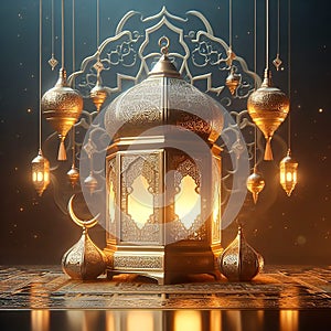 Ramadan lamp with mandala background