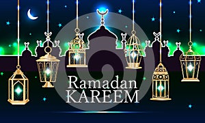 Ramadan lantern Islam building white banner RGB