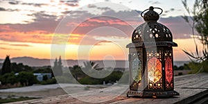 Ramadan Lantern Sunset, Old Ramadan Lantern During Sunset